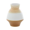 Vases-Kirkland's Home Tan And White Striped Coastal Ceramic Vase, 9 In. Tan/White