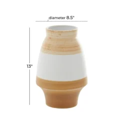 Vases-Kirkland's Home Tan And White Striped Coastal Ceramic Vase, 13 In. Tan/White
