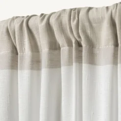 Curtains & Drapes-Kirkland's Home Tan Deena Curtain Panel Set, 96 In. Tan/White
