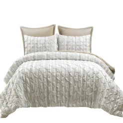 Comforters-Kirkland's Home Tan Pintuck Stripe King 5-Pc. Comforter Set Tan/White