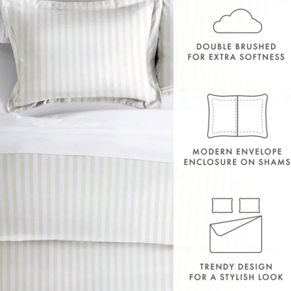 Duvets-Kirkland's Home Tan Rugged Stripe 2-Pc. Twin Duvet Cover Set Tan/White