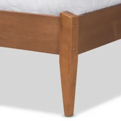 Beds & Headboards-Kirkland's Home Tan Upholstered Brown Wood King Platform Bed Brown/Tan
