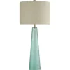 Table Lamps-Kirkland's Home Tapered Blue Glass Table Lamp Ivory