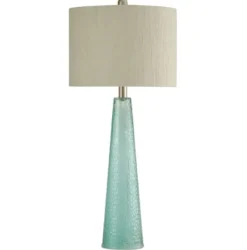 Table Lamps-Kirkland's Home Tapered Blue Glass Table Lamp Ivory