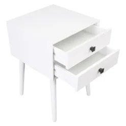 Nightstands-Kirkland's Home Tapered 2-Drawer Nightstand White
