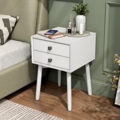 Nightstands-Kirkland's Home Tapered 2-Drawer Nightstand White