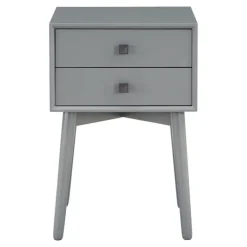 Nightstands-Kirkland's Home Tapered 2-Drawer Nightstand Gray