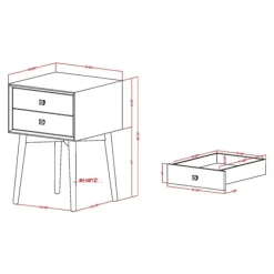 Nightstands-Kirkland's Home Tapered 2-Drawer Nightstand Gray