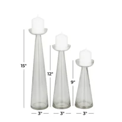 Candle Holders-Kirkland's Home Tapered Glass Pillar Candle Holders, Set Of 3 Clear