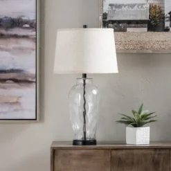 Table Lamps-Kirkland's Home Tapered Metal And Glass Jug Table Lamp White