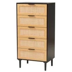 Dressers & Chests-Kirkland's Home Tara Two-Tone Espresso Rattan Chest