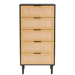 Dressers & Chests-Kirkland's Home Tara Two-Tone Espresso Rattan Chest