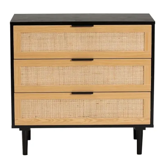 Dressers & Chests-Kirkland's Home Tara Two-Tone Espresso Rattan Dresser