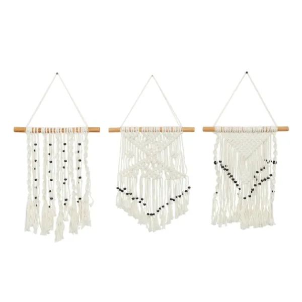 Wall Plaques-Kirkland's Home Tasseled Macrame Wall Hangings, Set Of 3 White