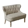 Sofas & Loveseats-Kirkland's Home Taupe Button Tufted Nailhead Trim Settee Tan