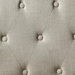 Sofas & Loveseats-Kirkland's Home Taupe Button Tufted Nailhead Trim Settee Tan