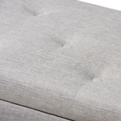 Entryway Furniture-Kirkland's Home Taupe Button-Tufted Upholstered Storage Bench Tan