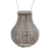 Outdoor Lighting-Kirkland's Home Taupe Fan Bulb Hanging Led Outdoor Lantern Tan