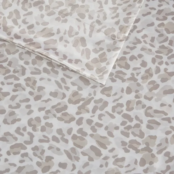 Bed Sheets-Kirkland's Home Taupe Leopard Satin Standard 2-Pc. Pillow Case Set White/Tan