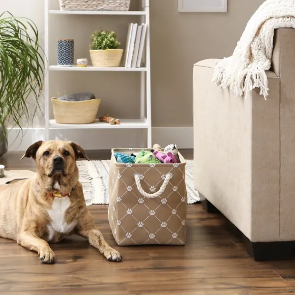 Baskets & Boxes-Kirkland's Home Taupe Paw Trellis Rec Gle Basket, 16 In. Tan
