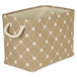 Baskets & Boxes-Kirkland's Home Taupe Trellis Paw Print Storage Basket, 14 In. Tan