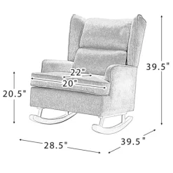 Accent Chairs-Kirkland's Home Taupe Upholstered Natural Base Wingback Rocker Tan