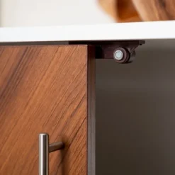 Tv Stands & Media Consoles-Kirkland's Home Teak And White Chevron Door Tv Stand Brown