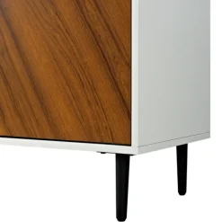 Tv Stands & Media Consoles-Kirkland's Home Teak And White Chevron Door Tv Stand Brown