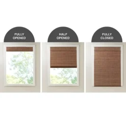 Curtains & Drapes-Kirkland's Home Teak Bamboo Light Filtering Roman Shade, 27 In. Brown