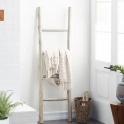 Decorative Accents-Kirkland's Home Teak Wood Leaning Ladder White