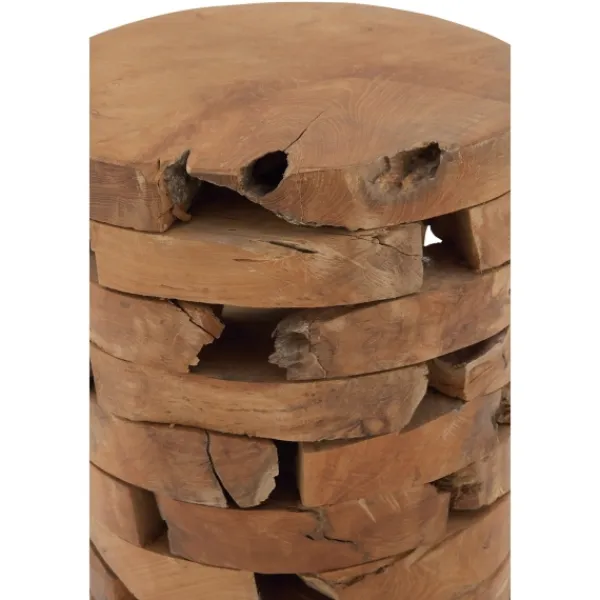 Benches & Ottomans-Kirkland's Home Teak Wood Stacked Round Stool Brown