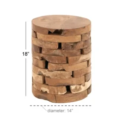 Benches & Ottomans-Kirkland's Home Teak Wood Stacked Round Stool Brown
