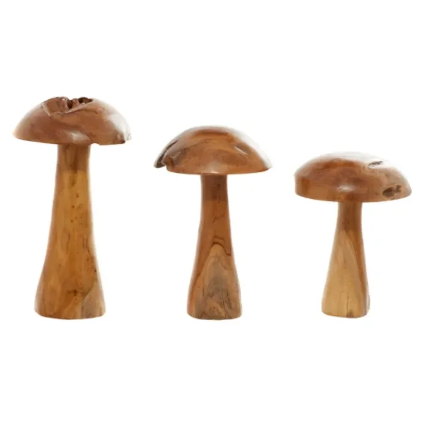 Statues & Figurines-Kirkland's Home Teakwood Mushroom 3-Pc. Sculpture Set Brown