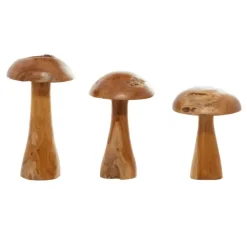 Statues & Figurines-Kirkland's Home Teakwood Mushroom 3-Pc. Sculpture Set Brown