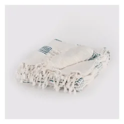 Blankets & Throws-Kirkland's Home Teal And Ivory Woven Stripe Throw Blue/Ivory