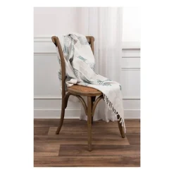Blankets & Throws-Kirkland's Home Teal And Ivory Woven Stripe Throw Blue/Ivory