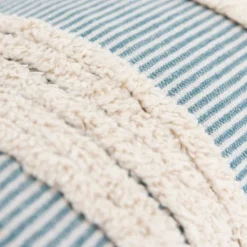 Pillows-Kirkland's Home Teal And Natural Tufted Stripes Lumbar Pillow Blue/Tan