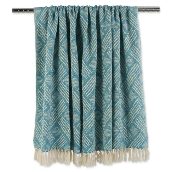 Blankets & Throws-Kirkland's Home Teal Basket Weave Throw Blue