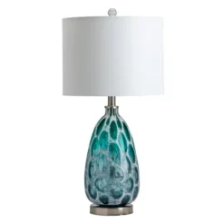 Table Lamps-Kirkland's Home Teal Blue And Nickel Table Lamp White