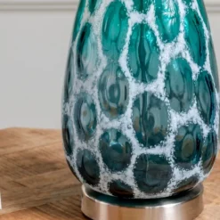Table Lamps-Kirkland's Home Teal Blue And Nickel Table Lamp White