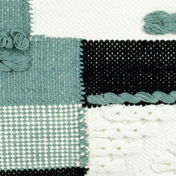 Pillows-Kirkland's Home Teal Braided Color Block Lumbar Pillow Blue/White/Black