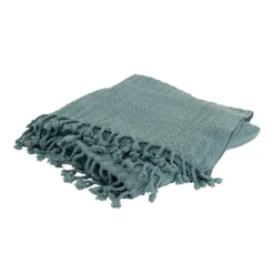 Blankets & Throws-Kirkland's Home Teal Cable Knit Tassel Throw Blue
