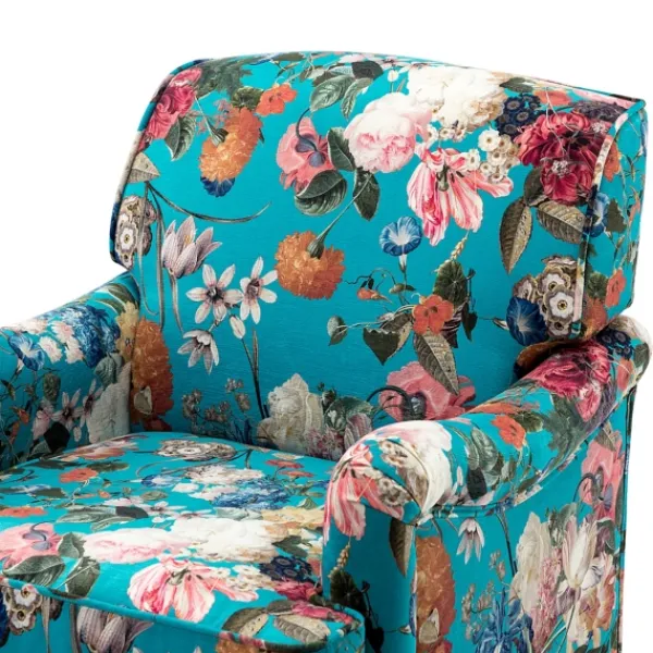 Accent Chairs-Kirkland's Home Teal Floral Classic Accent Chair Blue/Multi