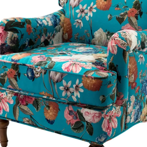 Accent Chairs-Kirkland's Home Teal Floral Classic Accent Chair Blue/Multi