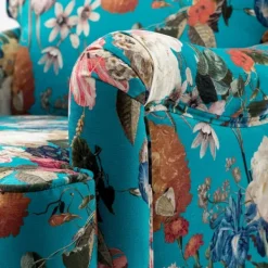 Accent Chairs-Kirkland's Home Teal Floral Classic Accent Chair Blue/Multi