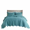 Quilts-Kirkland's Home Teal Scalloped Crinkle 3-Pc. Cali King Quilt Set Blue