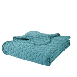 Quilts-Kirkland's Home Teal Scalloped Crinkle 3-Pc. Cali King Quilt Set Blue