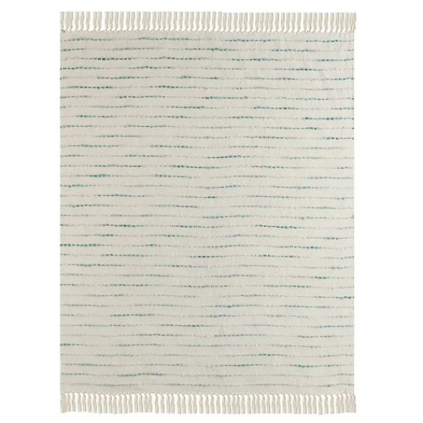 Blankets & Throws-Kirkland's Home Teal Shimmer Stripe Woven Throw Blue/White/Tan