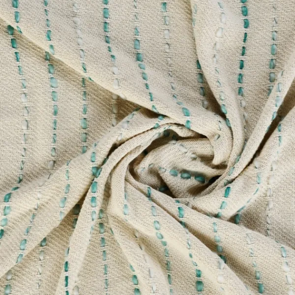 Blankets & Throws-Kirkland's Home Teal Shimmer Stripe Woven Throw Blue/White/Tan