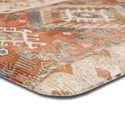 Kitchen & Floor Mats-Kirkland's Home Terracotta Medallion Cushioned Kitchen Mat Orange